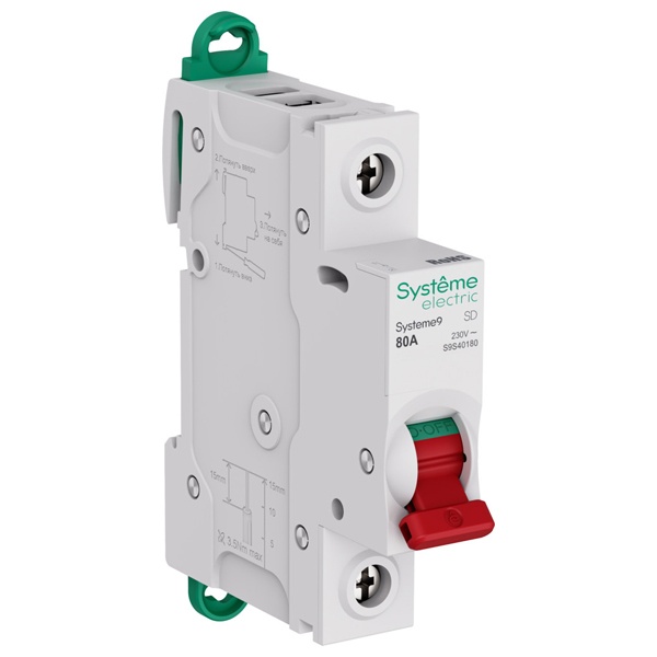 Выключатель нагрузки SE Systeme9 S9S 1П 80А 230В (рубильник)