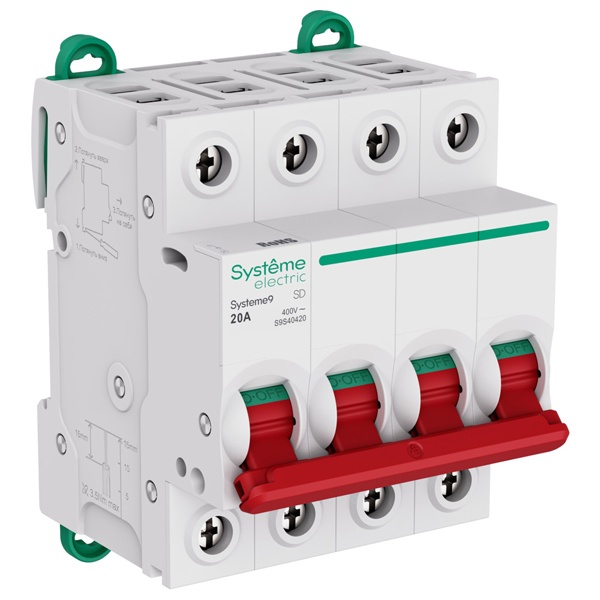 Выключатель нагрузки SE Systeme9 S9S 4П 20А 400В (рубильник)