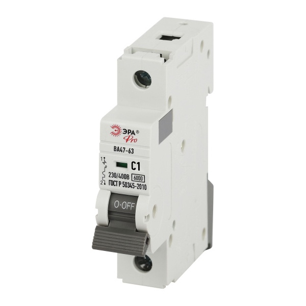 Автоматический выключатель ЭРА PRO VA63-1P01C6 ВА47-63 1P 1А кривая C 6кА (автомат электрический)