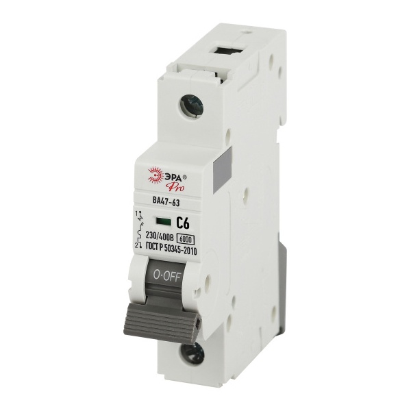 Автоматический выключатель ЭРА PRO VA63-1P06C6 ВА47-63 1P 6А кривая C 6кА (автомат электрический)