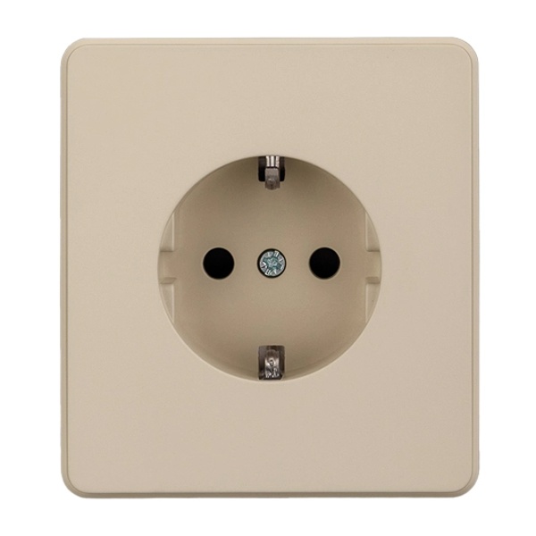 Розетка с заземлением Kranz Miele Round 16А со шторками с рамкой шелк