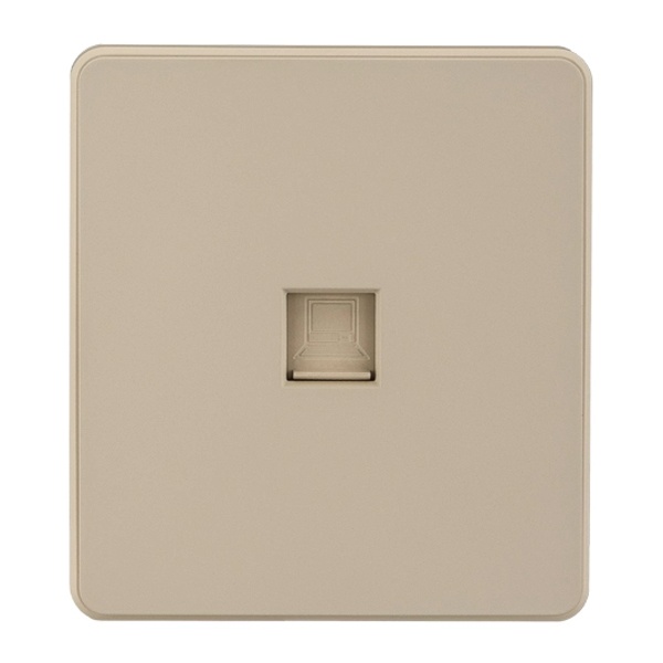 Розетка компьютерная Kranz Miele Round RJ45 кат 6 с рамкой шелк