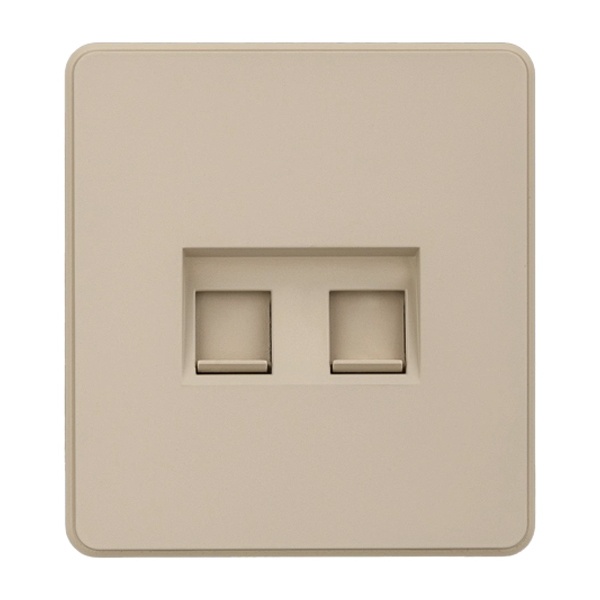 Розетка компьютерная двойная Kranz Miele Round RJ45+RJ45 кат 6 с рамкой шелк