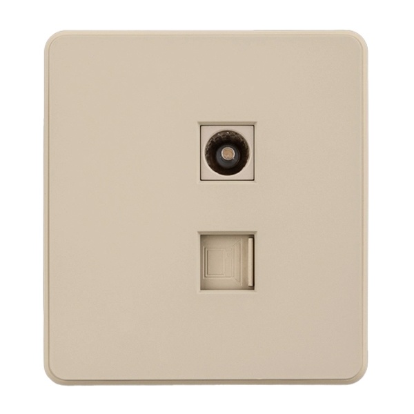 Розетка компьютерная Kranz Miele Round RJ45 кат6 + TV с рамкой шелк