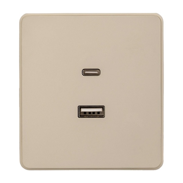 Зарядка Kranz Miele Round USB A+С 3А с функцией быстрой зарядки с рамкой шелк