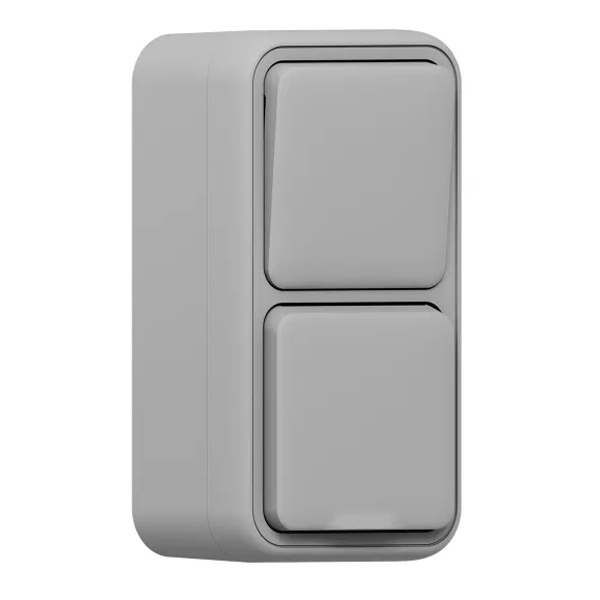 Блок розетка 2P+E и 1-кл выключатель накладной EKF Бронто винтовые клеммы IP55 горизонтальный серый