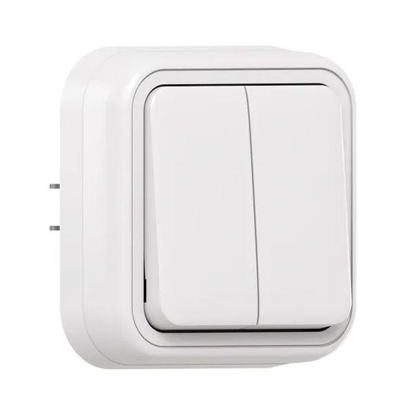 Выключатель двухклавишный встраиваемый EKF Бронто 10А автозажим IP55 белый