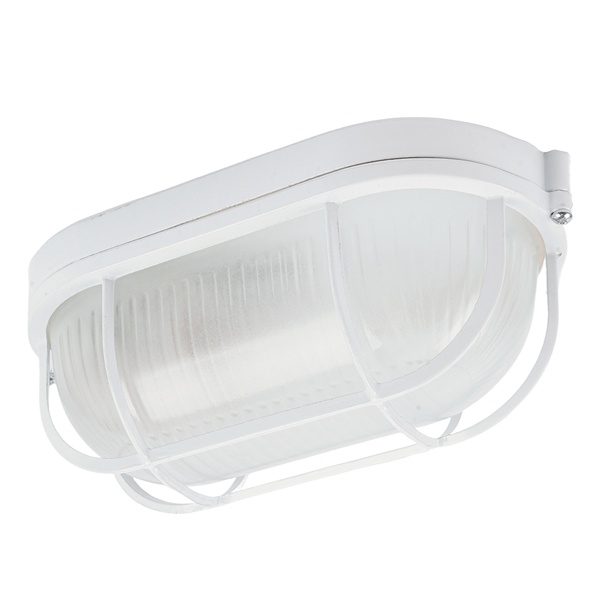 Светильник накладной Feron НБП 04-60-002 max 60W E27 IP54  с решеткой, алюминий, белый 212x105x85mm