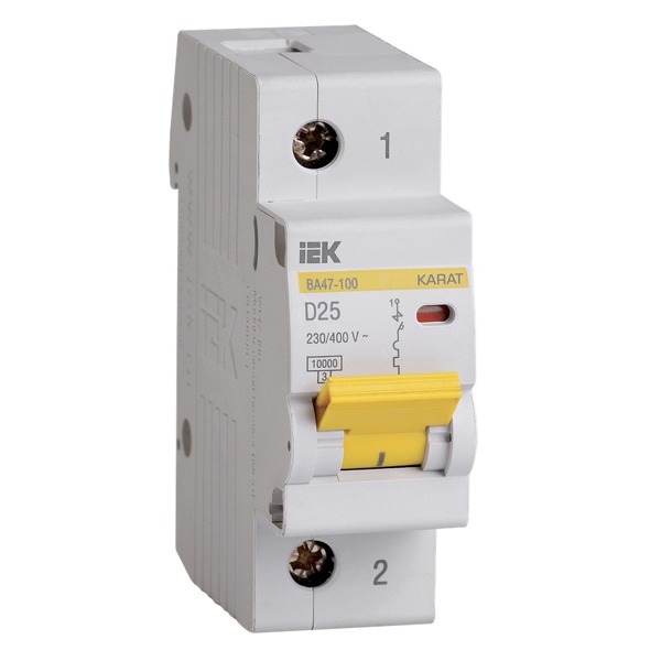 Автоматический выключатель ИЭК ВА 47-100 1Р 25А 10 кА характеристика D (автомат электрический)
