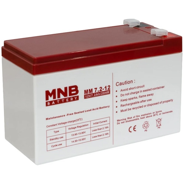 Аккумуляторная батарея свинцово-кислотные MNB Battery MM 7.2-12 AGM 7,2Ач 12В