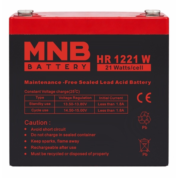 Аккумуляторная батарея свинцово-кислотные MNB Battery HR 1221 W AGM 5Ач 12В