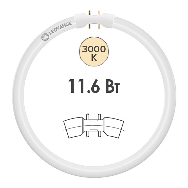 Лампа светодиодная кольцевая Ledvance LED Tube T5 (22W) 11,6W 3000K 2GX13 DIM 1550Lm D225mm