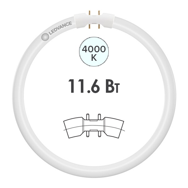 Лампа светодиодная кольцевая Ledvance LED Tube T5 (22W) 11,6W 4000K 2GX13 DIM 1700Lm D225mm