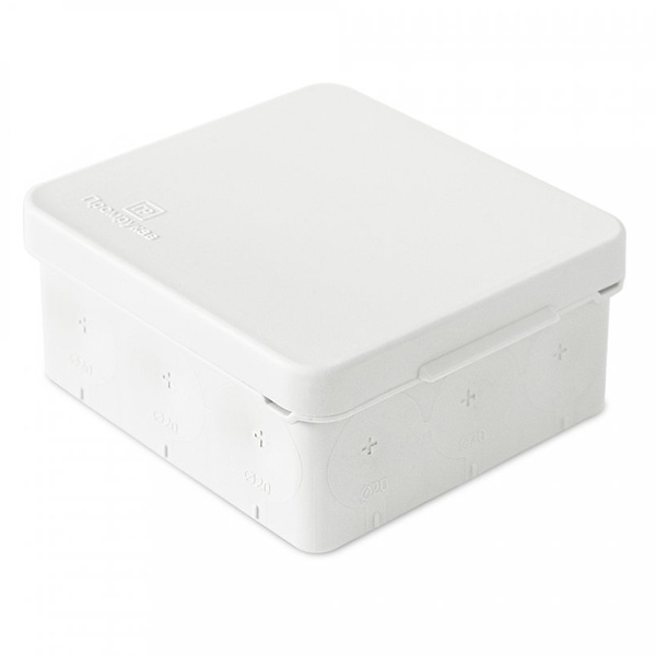 Коробка распределительная Промрукав прямой монтаж 80х80х40 двухкомпонентная HF,УФ IP66 белая