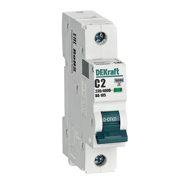Автоматический выключатель DEKraft ВА-105 2A C 1P 10кА (автомат электрический)
