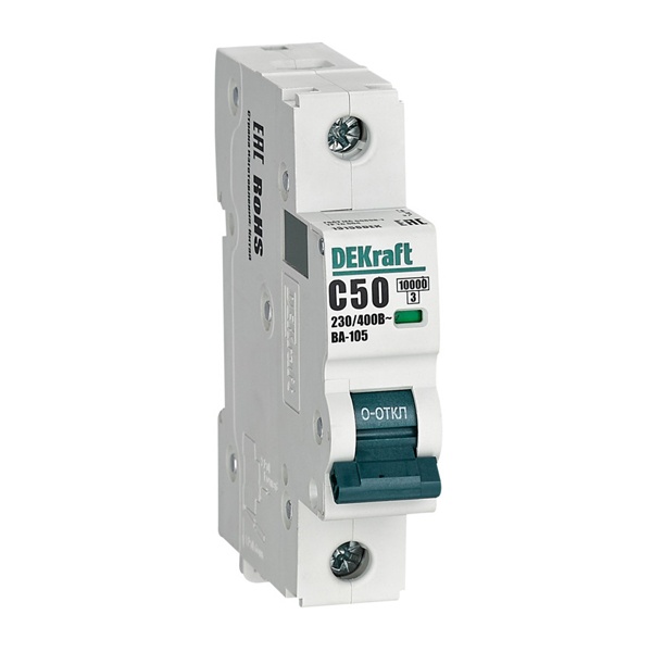 Автоматический выключатель DEKraft ВА-105 50A C 1P 10кА (автомат электрический)