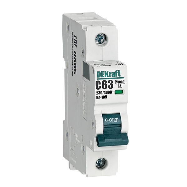 Автоматический выключатель DEKraft ВА-105 63A C 1P 10кА (автомат электрический)