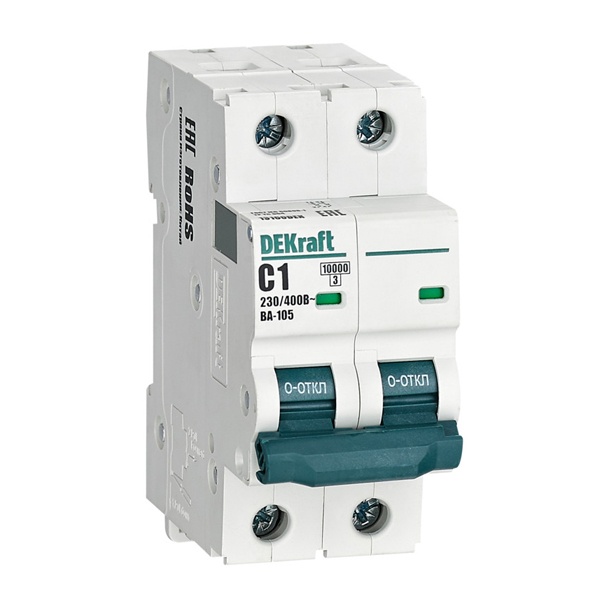 Автоматический выключатель DEKraft ВА-105 1A C 2P 10кА (автомат электрический)