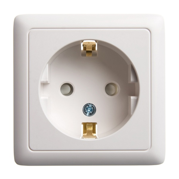 Накладная розетка SE ХИТ 10А 250В с заземлением шторки белая