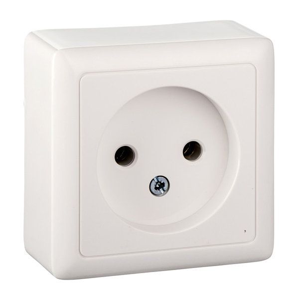 Накладная розетка SE ХИТ 10А 250В без заземления изолирующая пластина белая