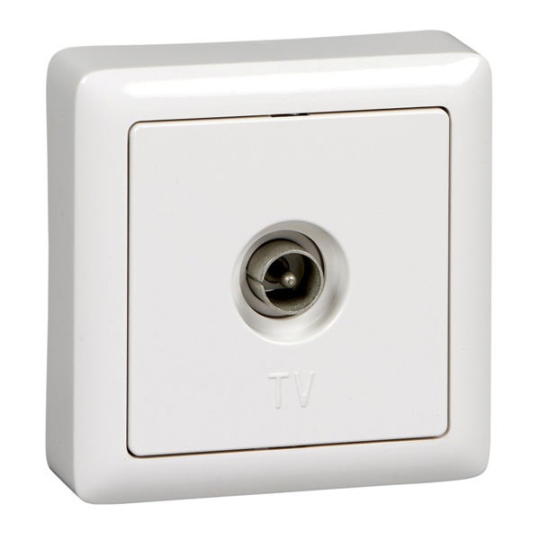 Накладная телевизионная розетка SE ХИТ простая белая