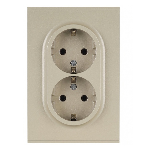 Розетка 2-я с заземлением в сборе ЭРА Arktik 16-2105-04 2X2P+E Schuko со шторками 16А-250В шампань
