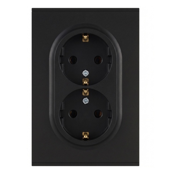 Розетка 2-я с заземлением в сборе ЭРА Arktik 16-2105-05 2X2P+E Schuko со шторками 16А-250В антрацит