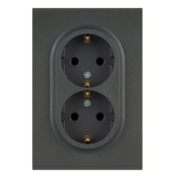 Розетка 2-я с заземлением в сборе ЭРА Arktik 16-2105-06 2X2P+E Schuko со шторками 16А-250В графит