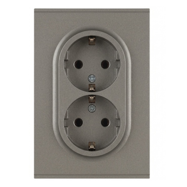 Розетка 2-я с заземлением в сборе ЭРА Arktik 16-2105-07 2X2P+E Schuko со шторками 16А-250В титан