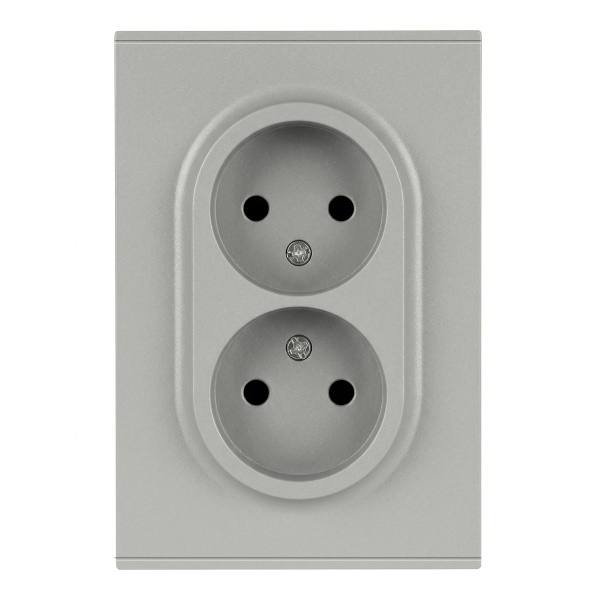 Розетка 2-я без заземления в сборе ЭРА Arktik 16-2107-03 2X2P 16А-250В алюминий