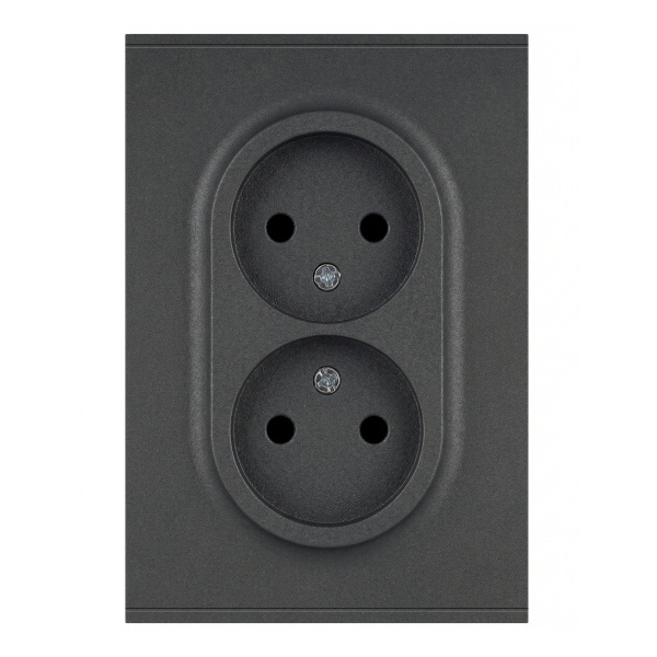 Розетка 2-я без заземления в сборе ЭРА Arktik 16-2107-06 2X2P 16А-250В графит