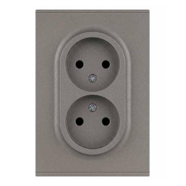 Розетка 2-я без заземления в сборе ЭРА Arktik 16-2107-07 2X2P 16А-250В титан