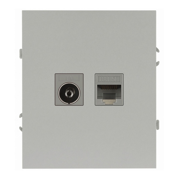 Розетка комбинированная ЭРА Arktik 16-3110-03 RJ45+TV алюминий
