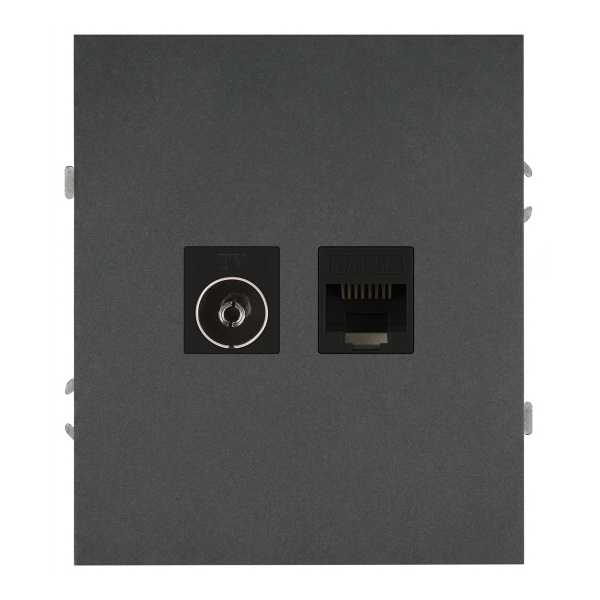 Розетка комбинированная ЭРА Arktik 16-3110-06 RJ45+TV графит