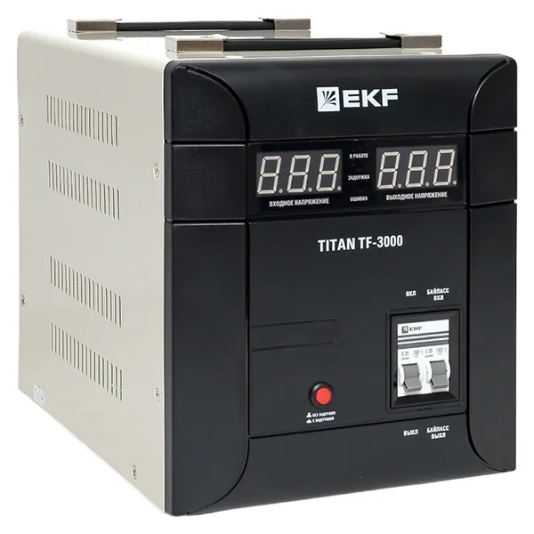 Стабилизатор напряжения EKF TITAN-TF-3000 3000В/А электронный напольного исполнения модернизированый