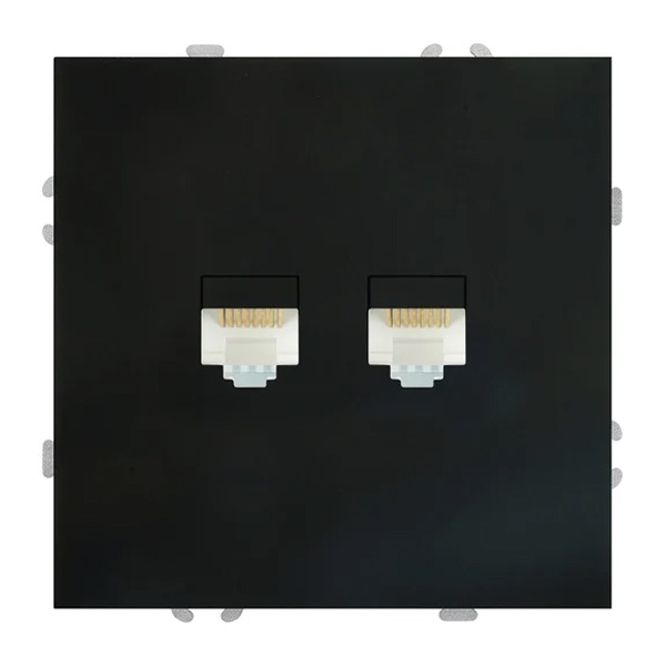 Розетка двойная компьютерная Stekker Эмили RST00-5111-05 RJ45+RJ45 кат.5e, черный уголь