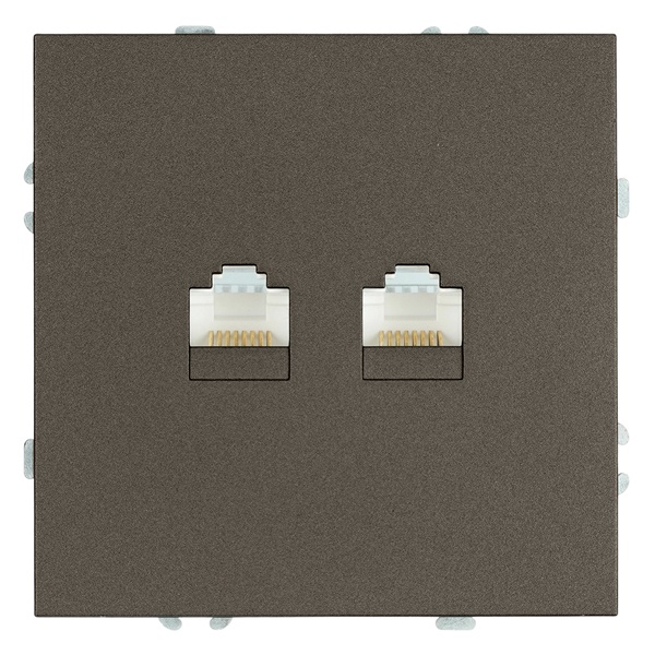 Розетка двойная компьютерная Stekker Эмили RST00-5111-09 RJ45+RJ45 кат.5e, антрацит