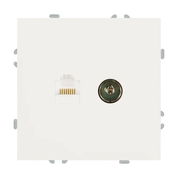 Розетка двойная TV + компьютерная Stekker Эмили RST00-5106-01 TV+RJ45 кат.5e, белый фарфор