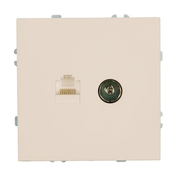 Розетка двойная TV + компьютерная Stekker Эмили RST00-5106-08 TV+RJ45 кат.5e, кашемир