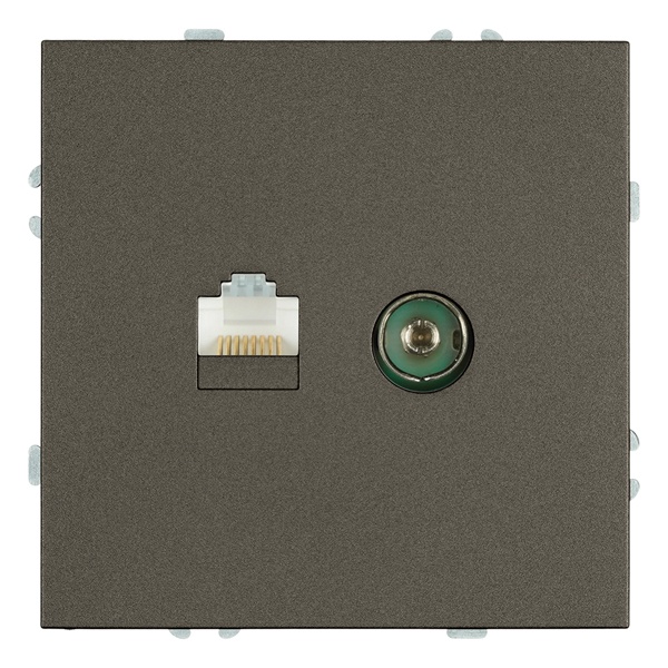 Розетка двойная TV + компьютерная Stekker Эмили RST00-5106-09 TV+RJ45 кат.5e, антрацит