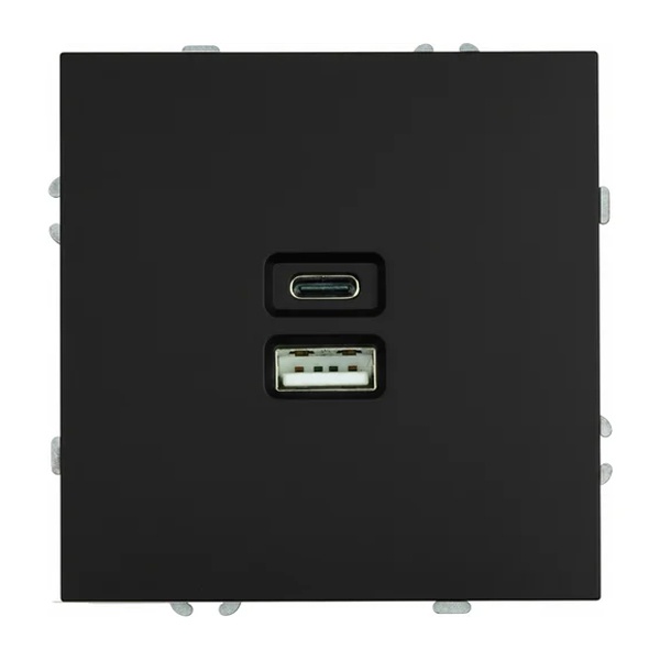 Зарядка на 2 разъема Stekker Эмили RST10-5115-05 20Вт USB тип A и C, черный уголь