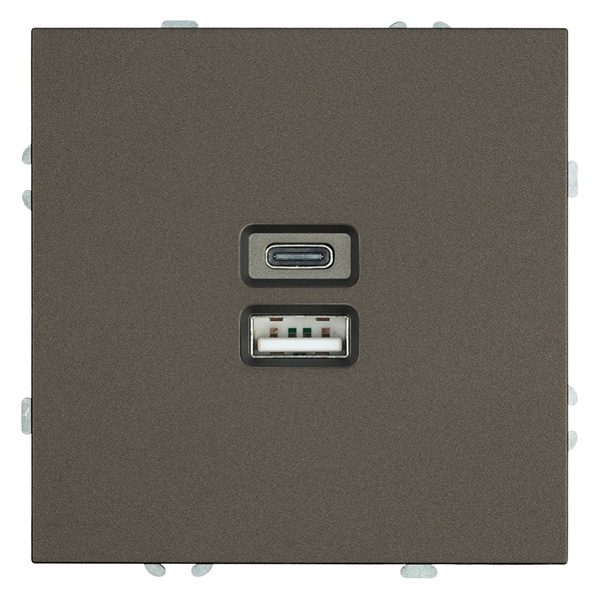 Зарядка на 2 разъема Stekker Эмили RST10-5115-09 20Вт USB тип A и C, антрацит