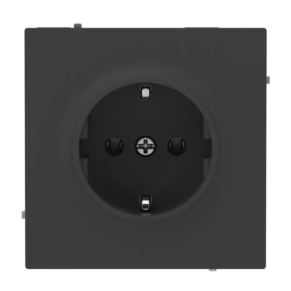 Розетка силовая c заземлением DKC Kant 16A 2P+E шторки, черный уголь