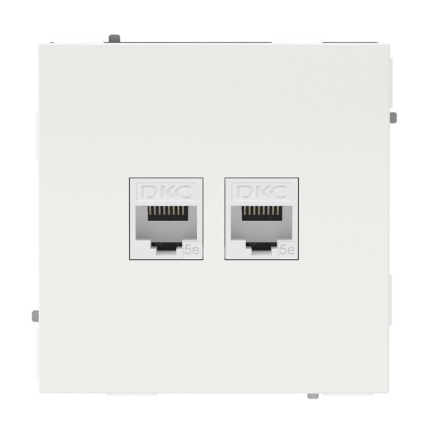 Компьютерная розетка двойная DKC Kant RJ-45 кат.6А, белый песок