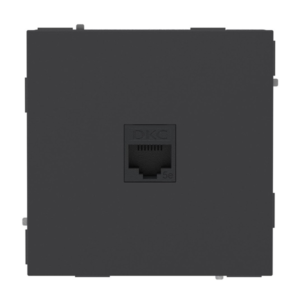 Компьютерная розетка одинарная DKC Kant RJ-45 кат.5е, черный уголь