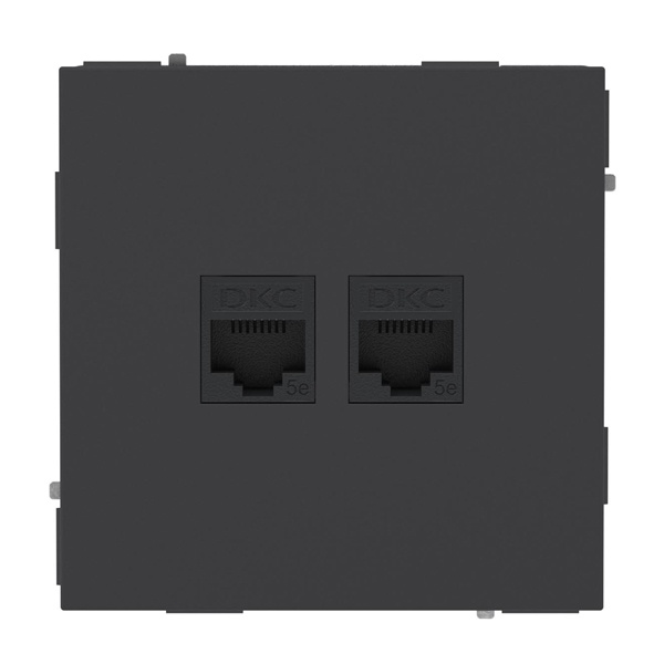Компьютерная розетка двойная DKC Kant RJ-45 кат.6А, черный уголь