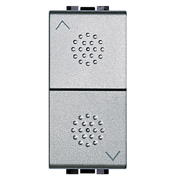 Кнопка 10A, двойная с блокировкой, 1P-NO + 1P-NO 1 модуль LivingLight Алюминий