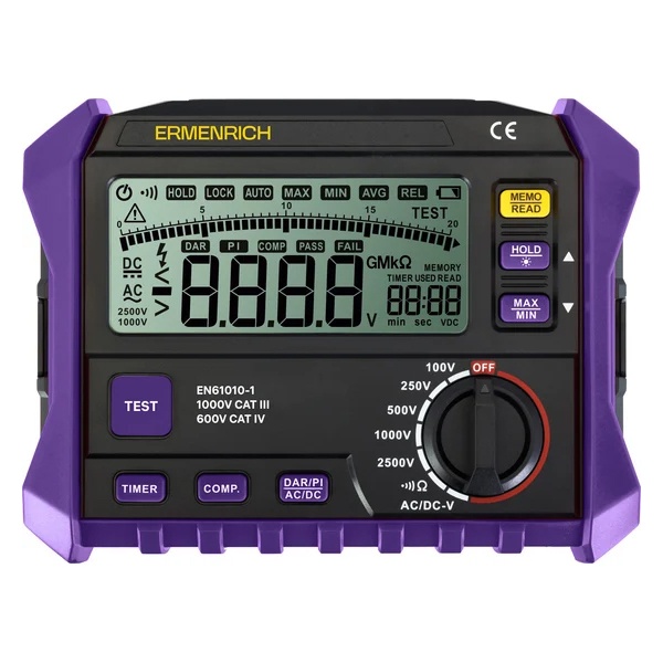 Тестер изоляции Ermenrich Ping ET50 Мегаомметр диапазон от 0 до 200 ГОм