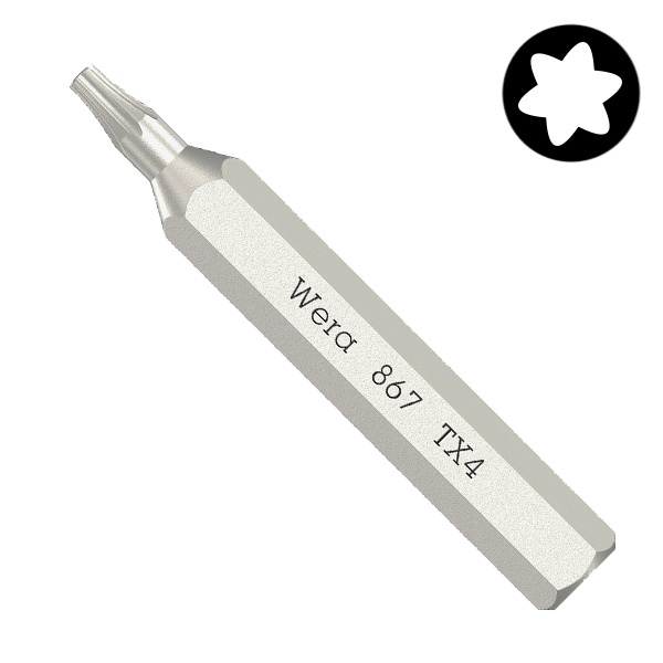 Бита Wera звездочка TORX TX 4 x 30 мм, хвостовик шестигранный 5/32