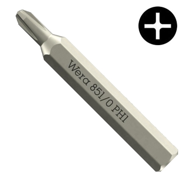 Бита Wera крестовая PH 1 x 30 мм, хвостовик шестигранный 5/32